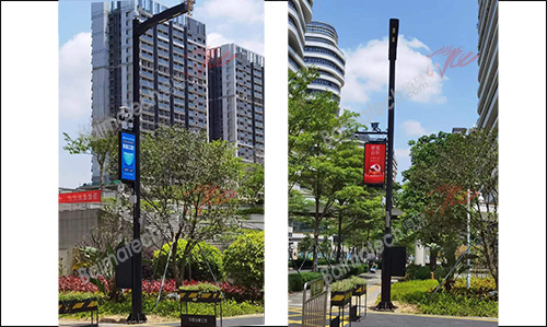 
协同合作伙伴，于深圳某智慧文创园开展建设了一系列智慧路灯杆项目。杆体集成了通信、环保、公安、交通等诸多领域的智能感知设备，实现多种功能的一体化整合。